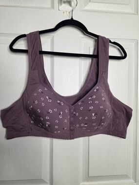 Comfort Front-Closure Wireless Bra - Mauve Floral